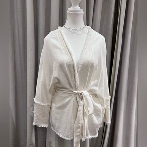 ZARA Belted White Shirt Kimono - NWT Size XS-S